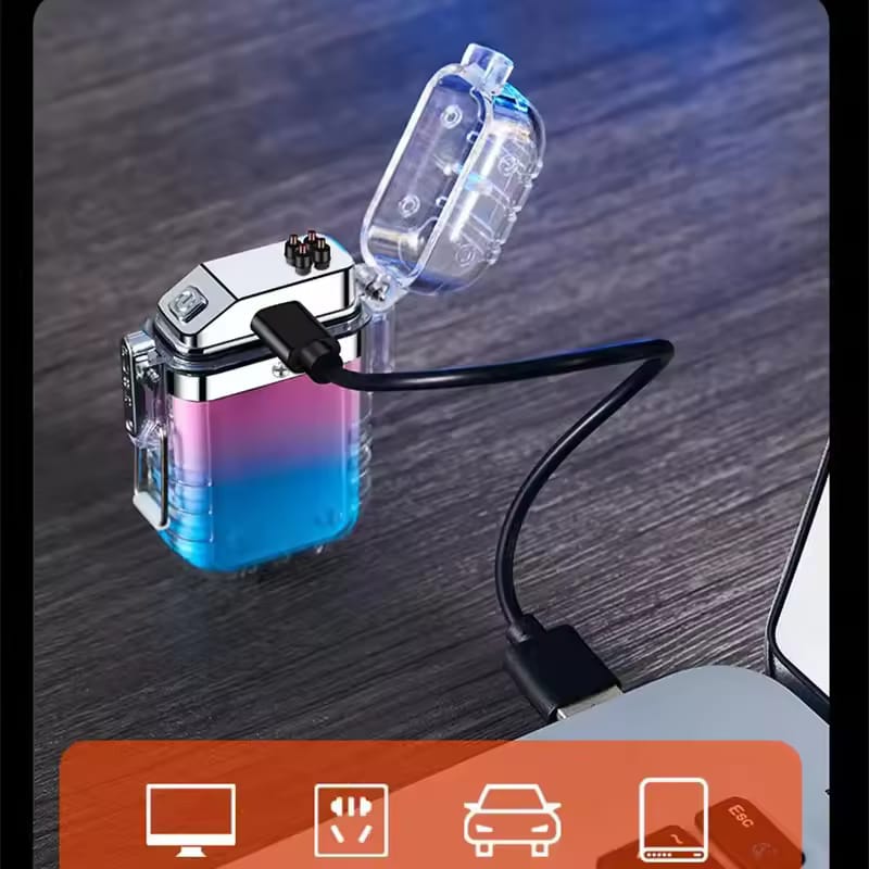 Rechargeable Transparent Lighter With Flashlight, USB Camping Flashlight, Mini Torch With Cigarette Lighter Rechargeable Transparent Lighter With Flashlight, USB Camping Flashlight, Mini Torch With Cigarette Lighter